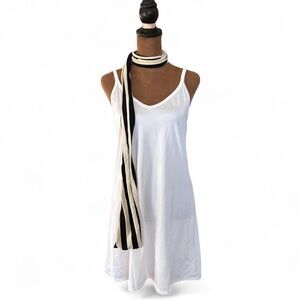 Vanity Fair White Nylon V Neck Slip Dress